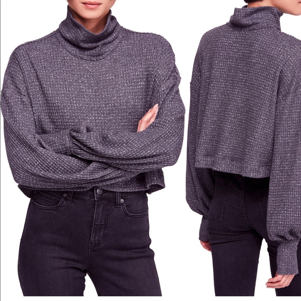 Free people BK Waffle Knit - long sleeve crop top